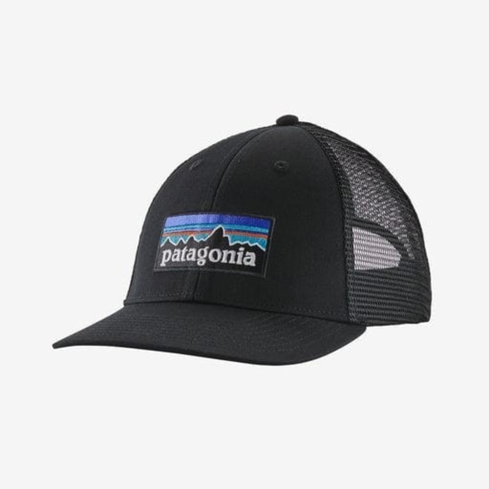 Patagonia P-6 Logo Lo-Pro Trucker Hat Black 100% Cotton One Size Adjastable Snap